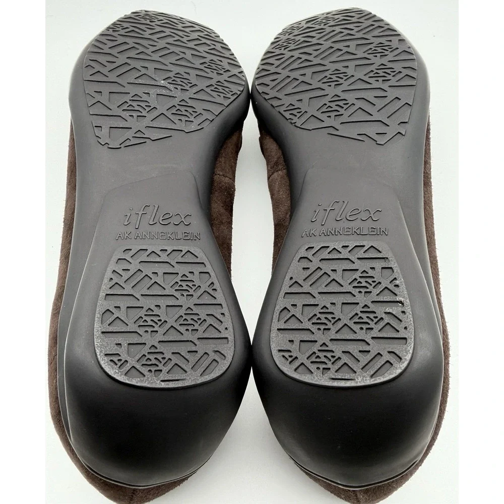 AK Anne Klein iFlex Suede Loafer Flats Brown Comfort Slip-On 8.5M Square Toe NIB